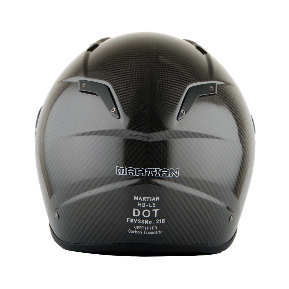 Martian Genuine Real Carbon Fiber Motorcycle Full Face Helmet   Motorcycle Bluetooth Headset: HB-BFF-L5 Glossy Carbon Black