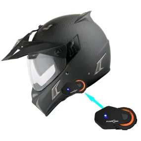 Martian Genuine Real Carbon Fiber Motorcycle Modular Flip up Full Face Helmet   Motorcycle Bluetooth Headset: HB-BXN-L9 Matt Carbon Black