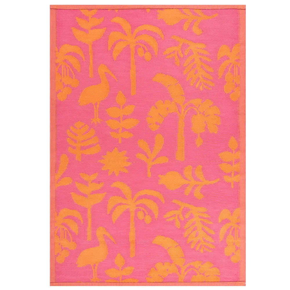 Marula Outdoor 100% Recycled Rug Orange/Pink