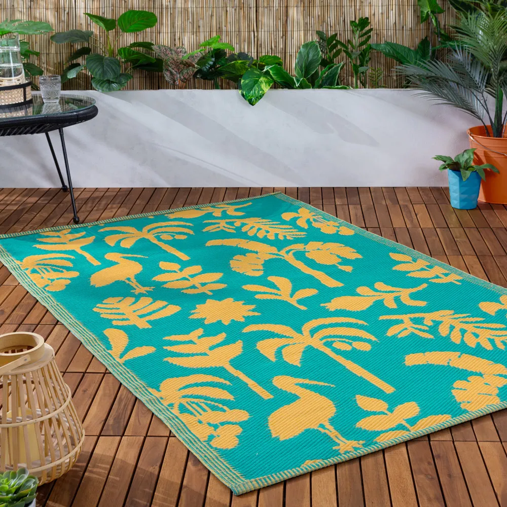 Marula Outdoor 100% Recycled Rug Yellow/Teal