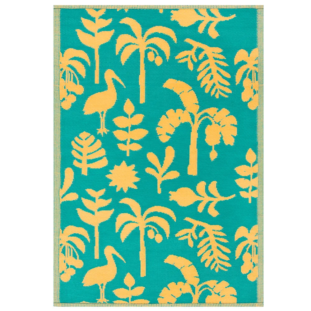 Marula Outdoor 100% Recycled Rug Yellow/Teal