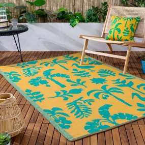 Marula Outdoor 100% Recycled Rug Yellow/Teal