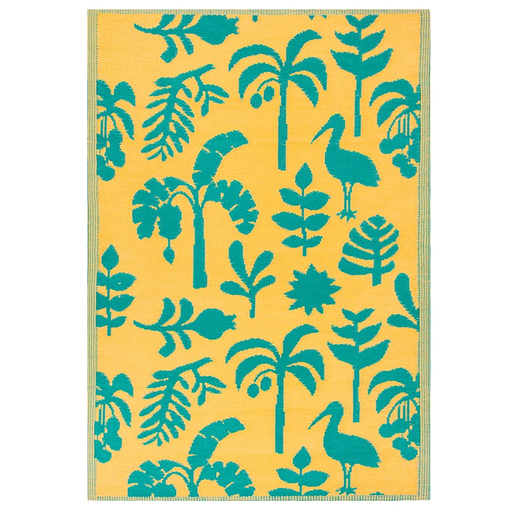 Marula Outdoor 100% Recycled Rug Yellow/Teal