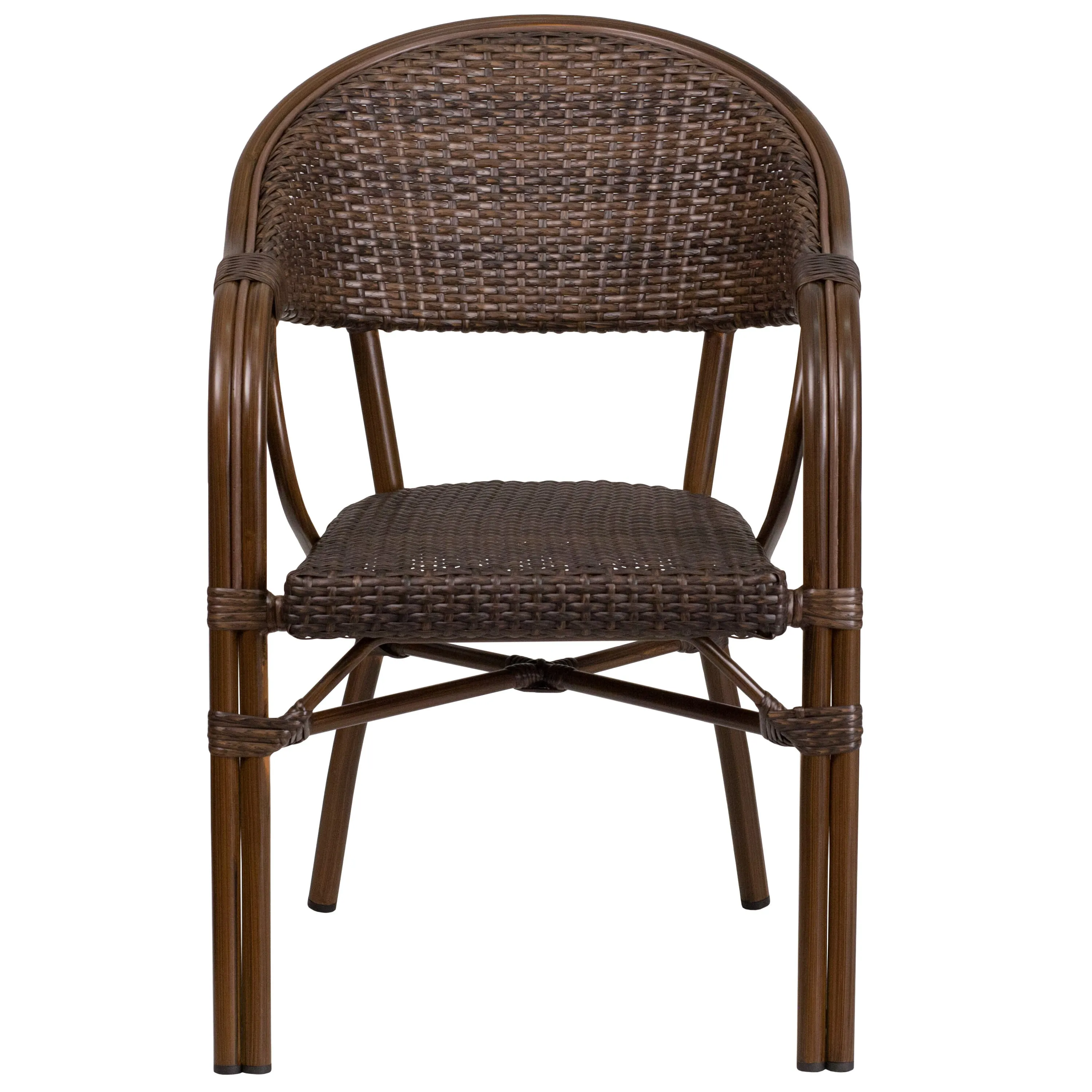 Milano Series Rattan Restaurant Patio Chair with Bamboo-Aluminum Frame