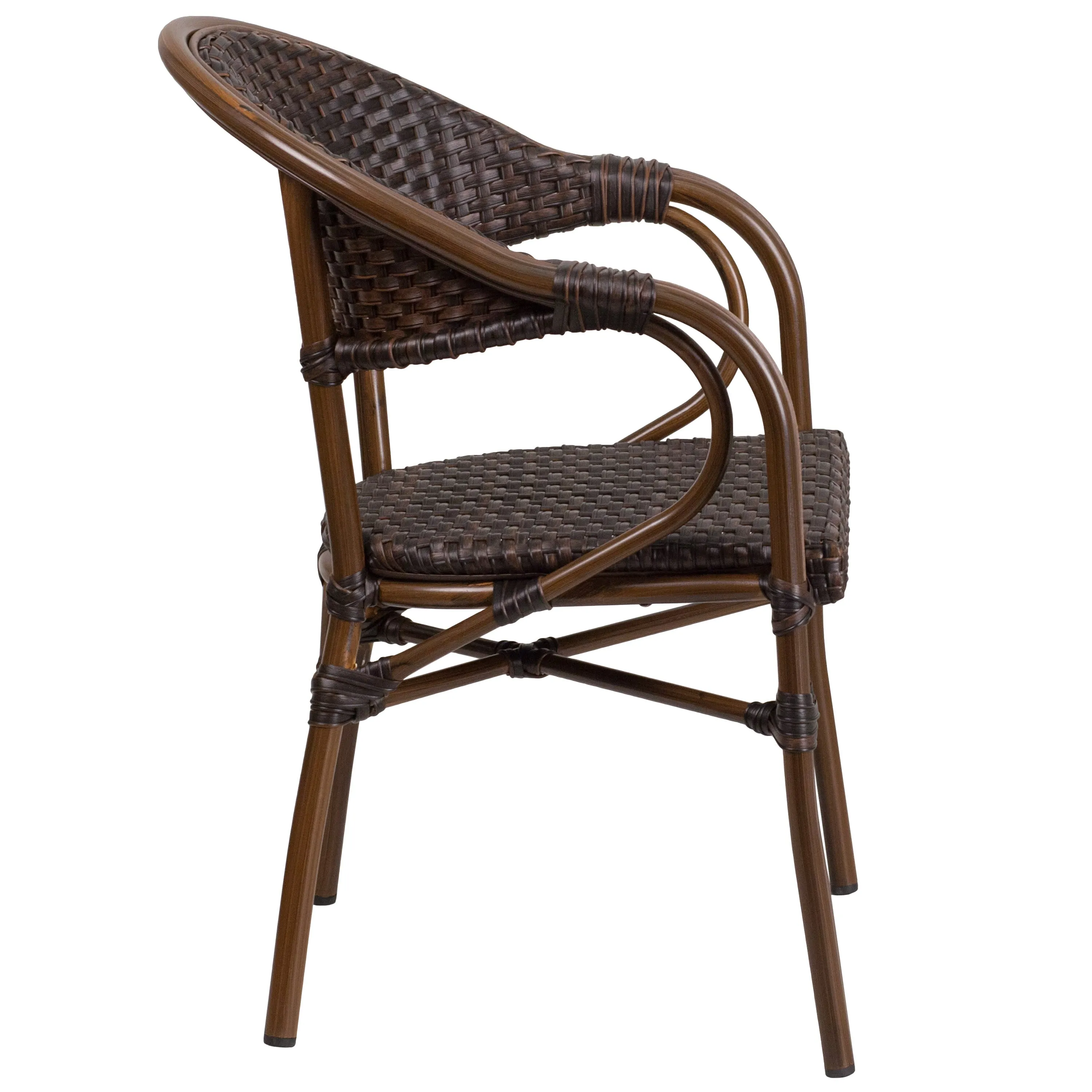 Milano Series Rattan Restaurant Patio Chair with Bamboo-Aluminum Frame