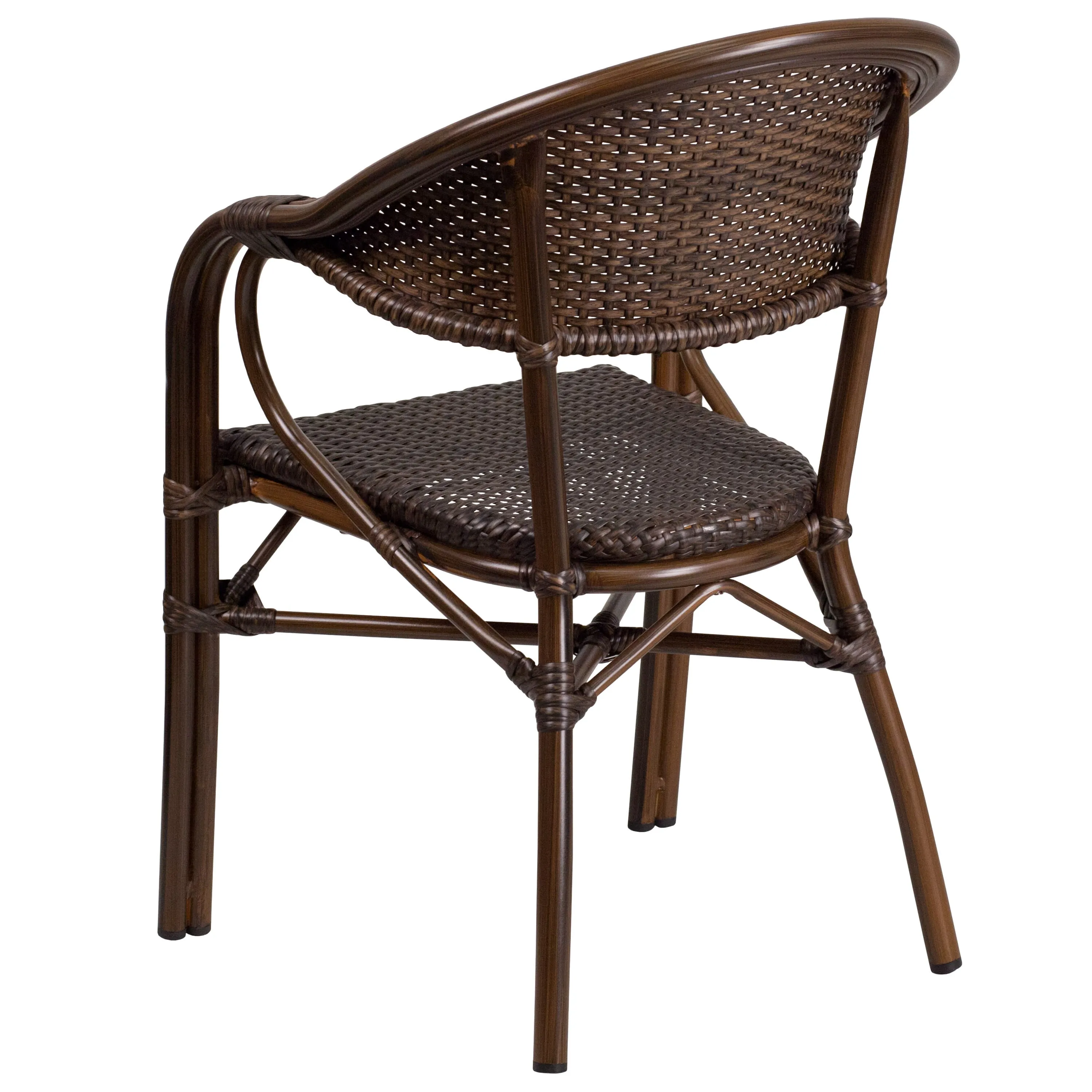 Milano Series Rattan Restaurant Patio Chair with Bamboo-Aluminum Frame