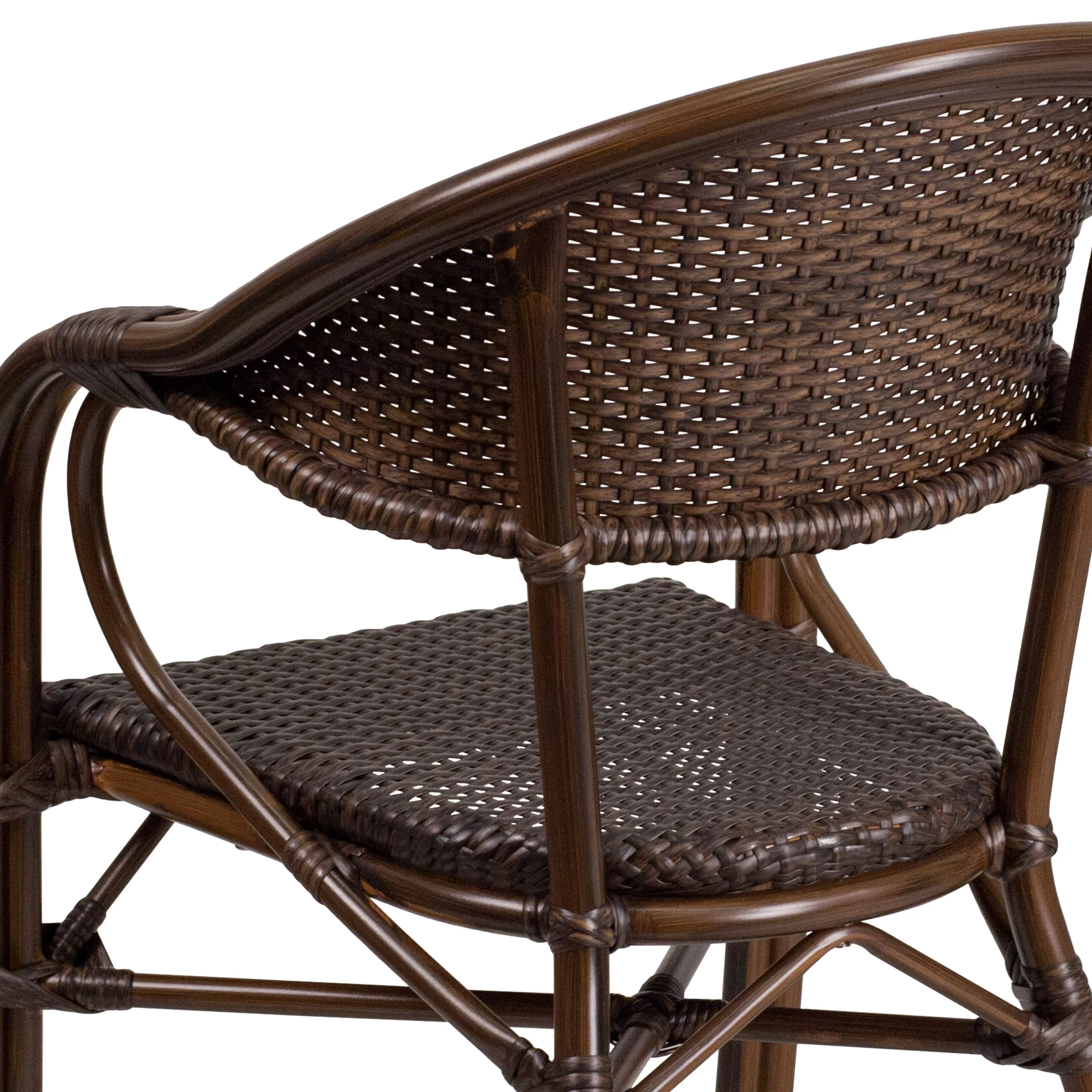 Milano Series Rattan Restaurant Patio Chair with Bamboo-Aluminum Frame