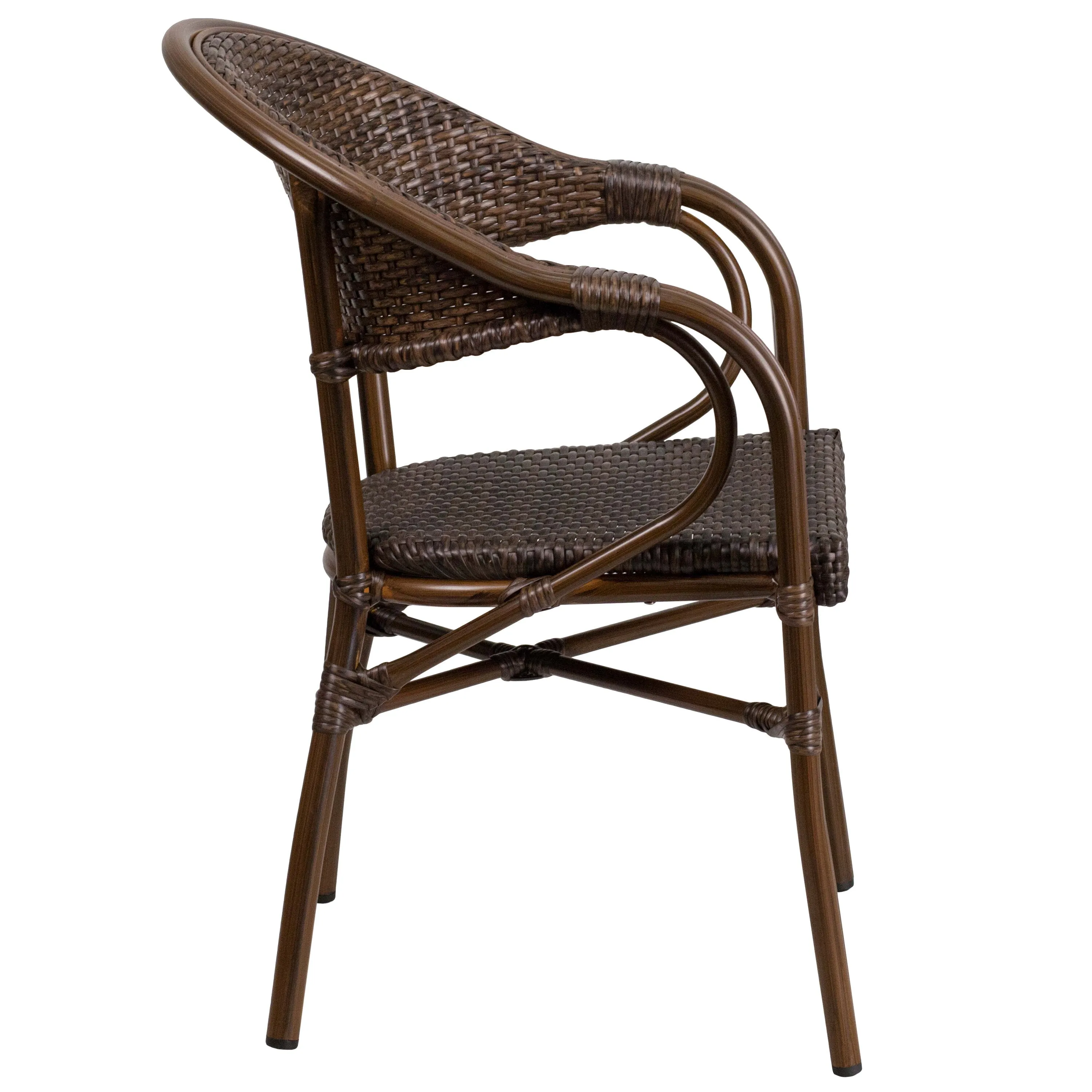 Milano Series Rattan Restaurant Patio Chair with Bamboo-Aluminum Frame