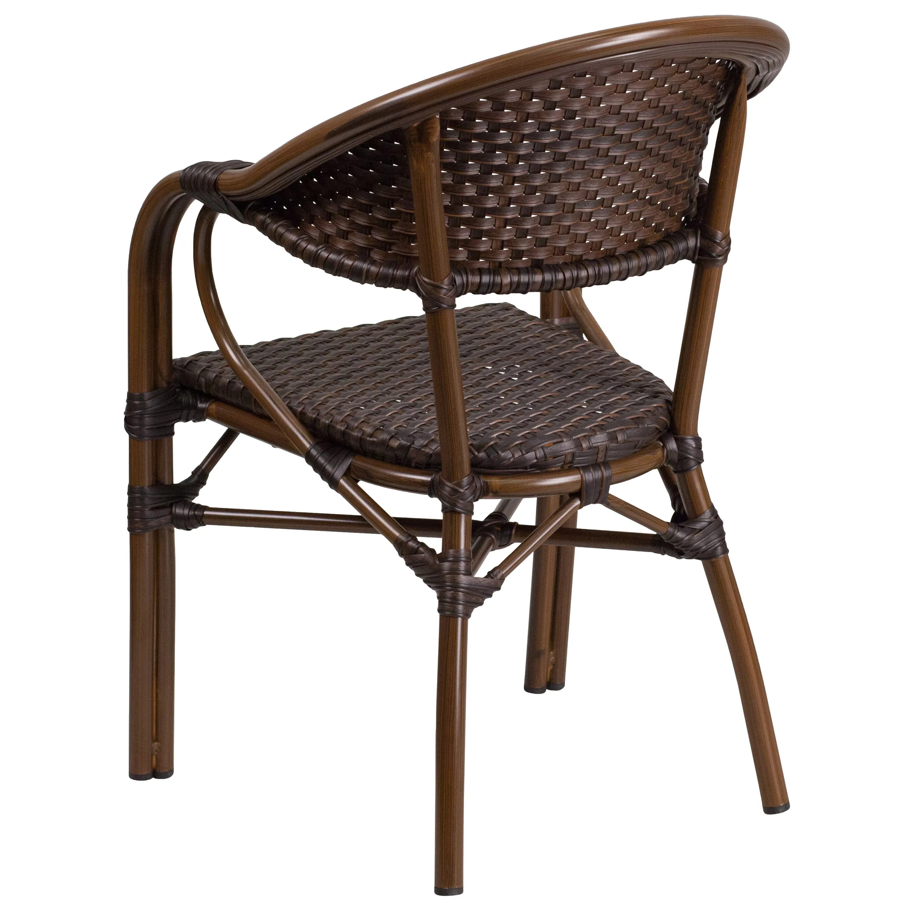 Milano Series Rattan Restaurant Patio Chair with Bamboo-Aluminum Frame