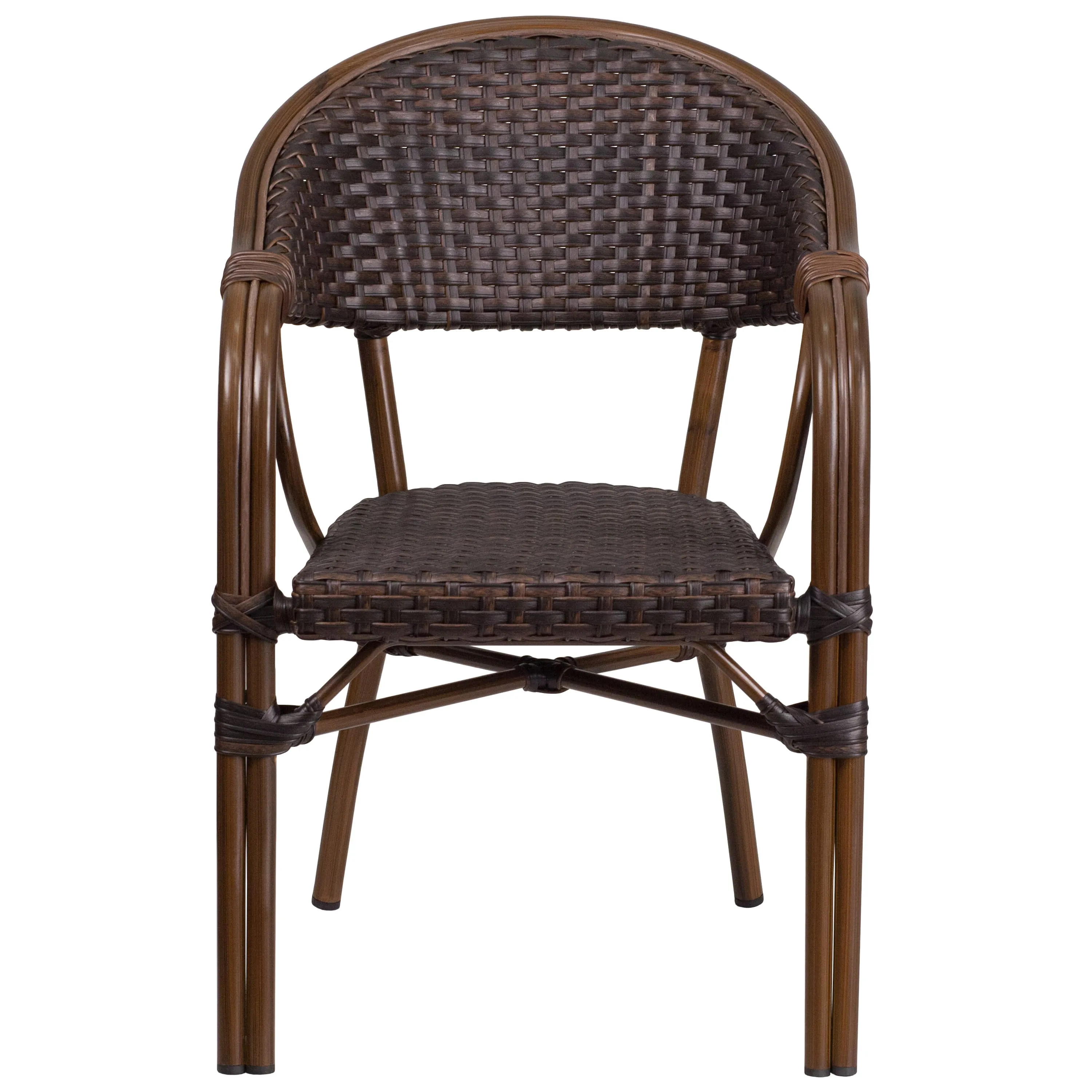 Milano Series Rattan Restaurant Patio Chair with Bamboo-Aluminum Frame