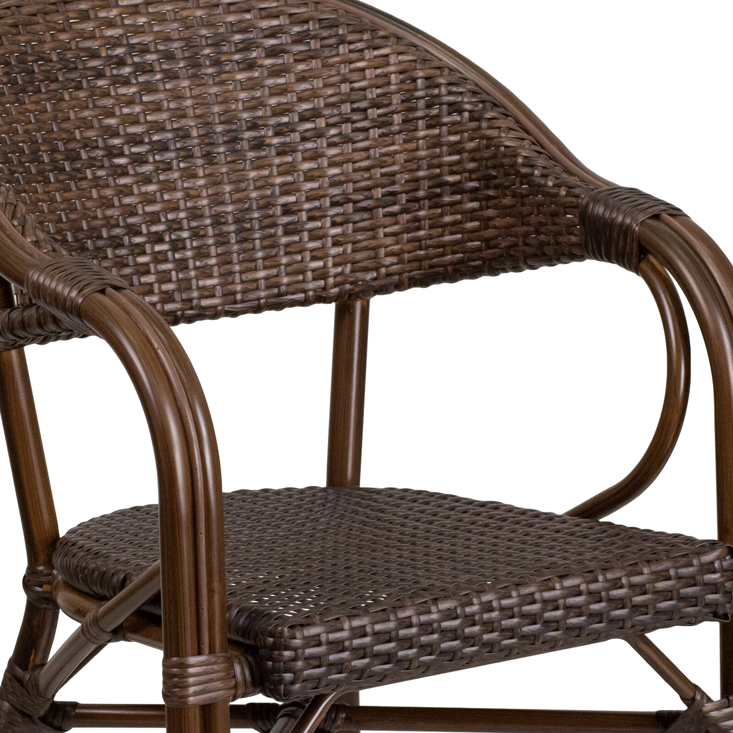 Milano Series Rattan Restaurant Patio Chair with Bamboo-Aluminum Frame