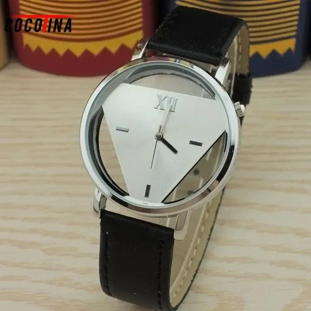 New Lover Couple Watches Cute Black White Men's Women's  Faux Leather Oversize Round Dial Quartz Wristwatches NZ0025