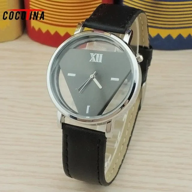 New Lover Couple Watches Cute Black White Men's Women's  Faux Leather Oversize Round Dial Quartz Wristwatches NZ0025