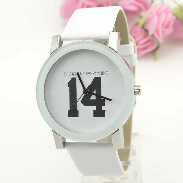 New Style Men Women Couple Lover Numeral Dial Faux Leather Strap Quartz Analog Wrist Watch   ~M24