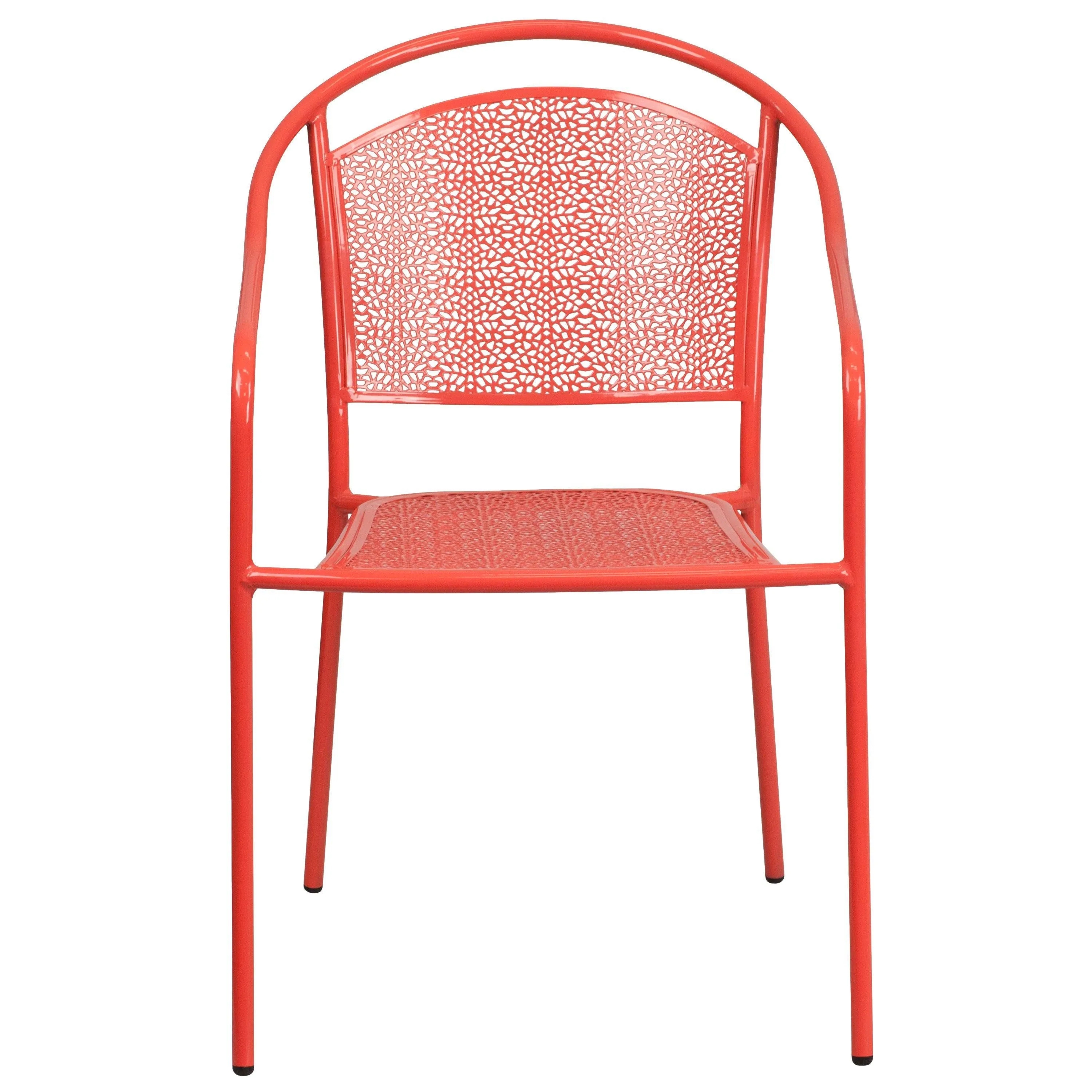 Oia Commercial Grade Indoor-Outdoor Steel Patio Arm Chair with Round Back