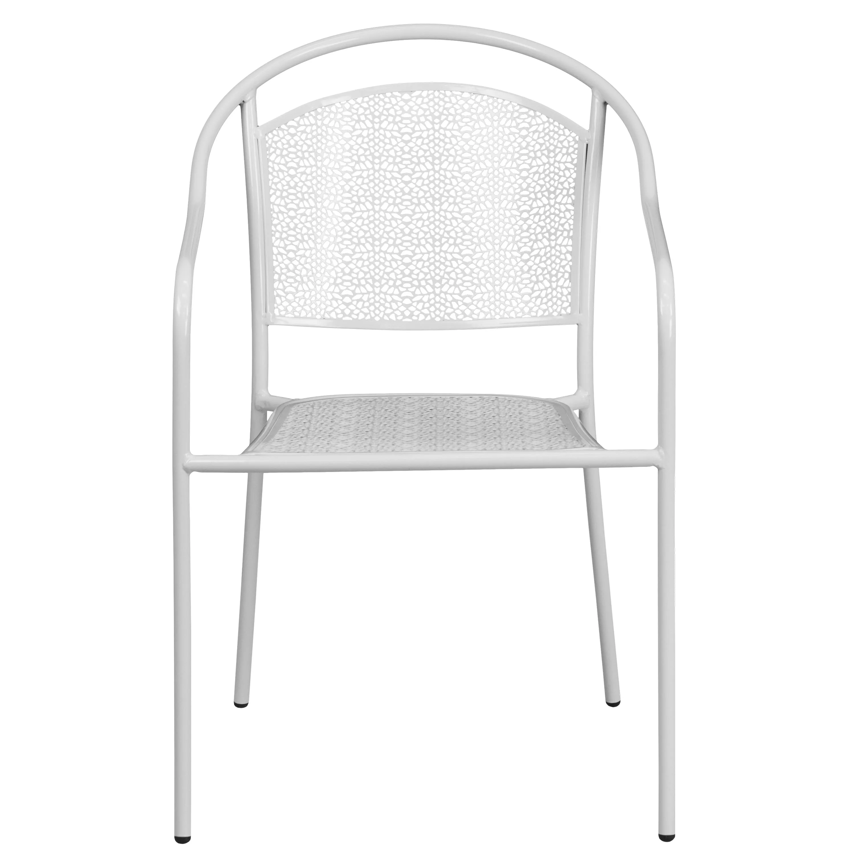 Oia Commercial Grade Indoor-Outdoor Steel Patio Arm Chair with Round Back