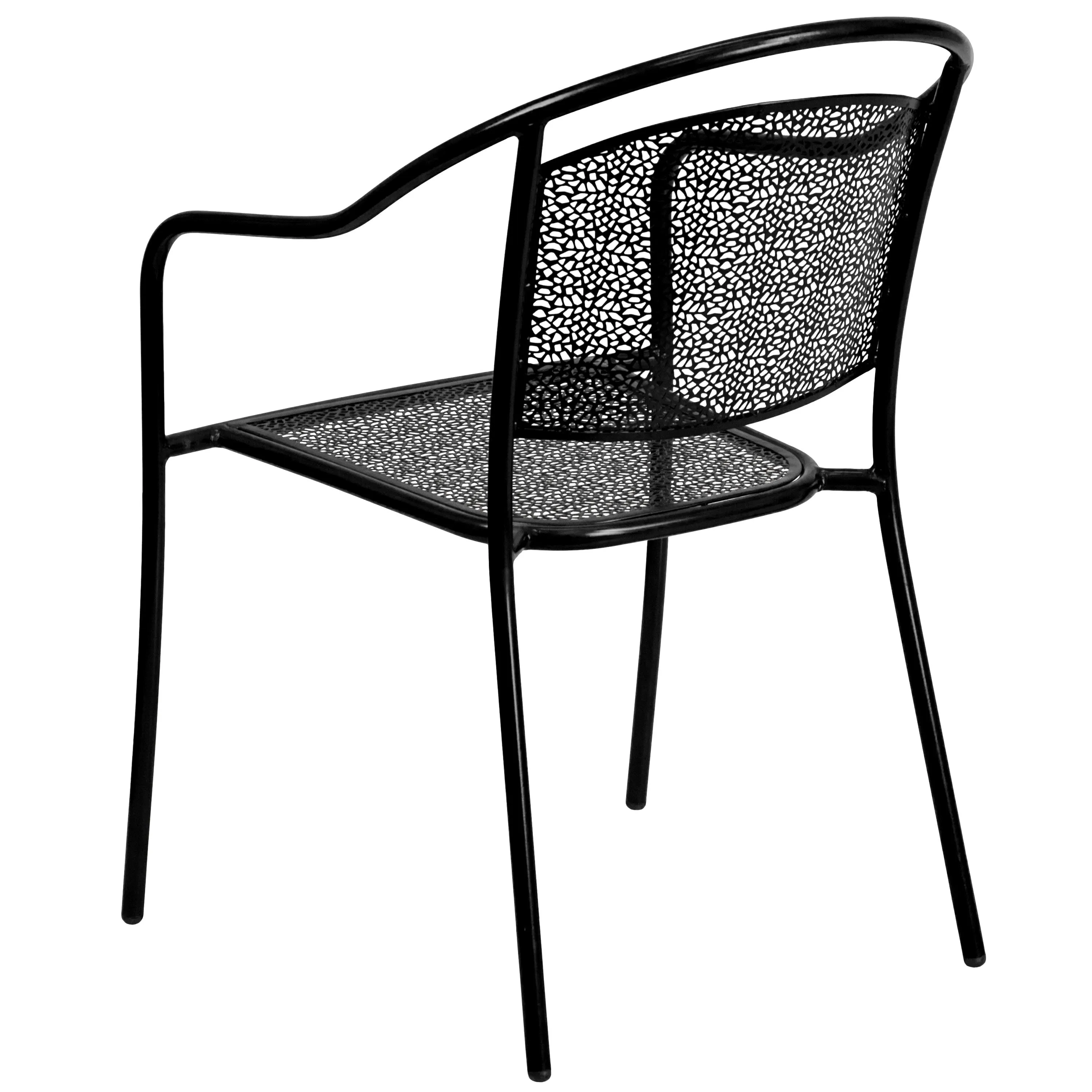 Oia Commercial Grade Indoor-Outdoor Steel Patio Arm Chair with Round Back