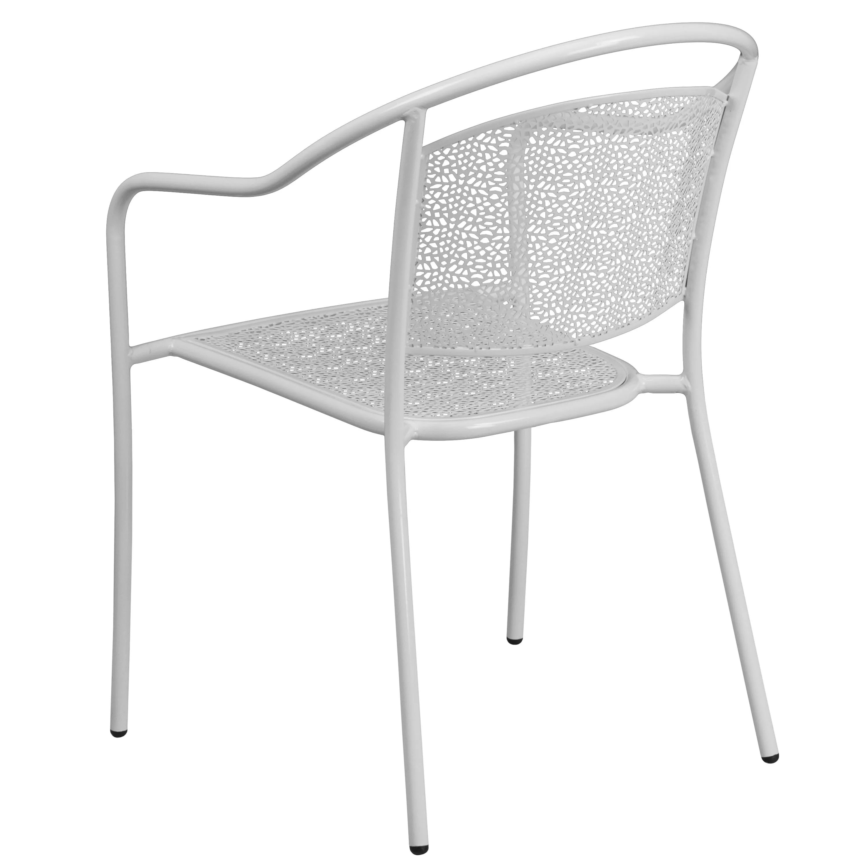 Oia Commercial Grade Indoor-Outdoor Steel Patio Arm Chair with Round Back