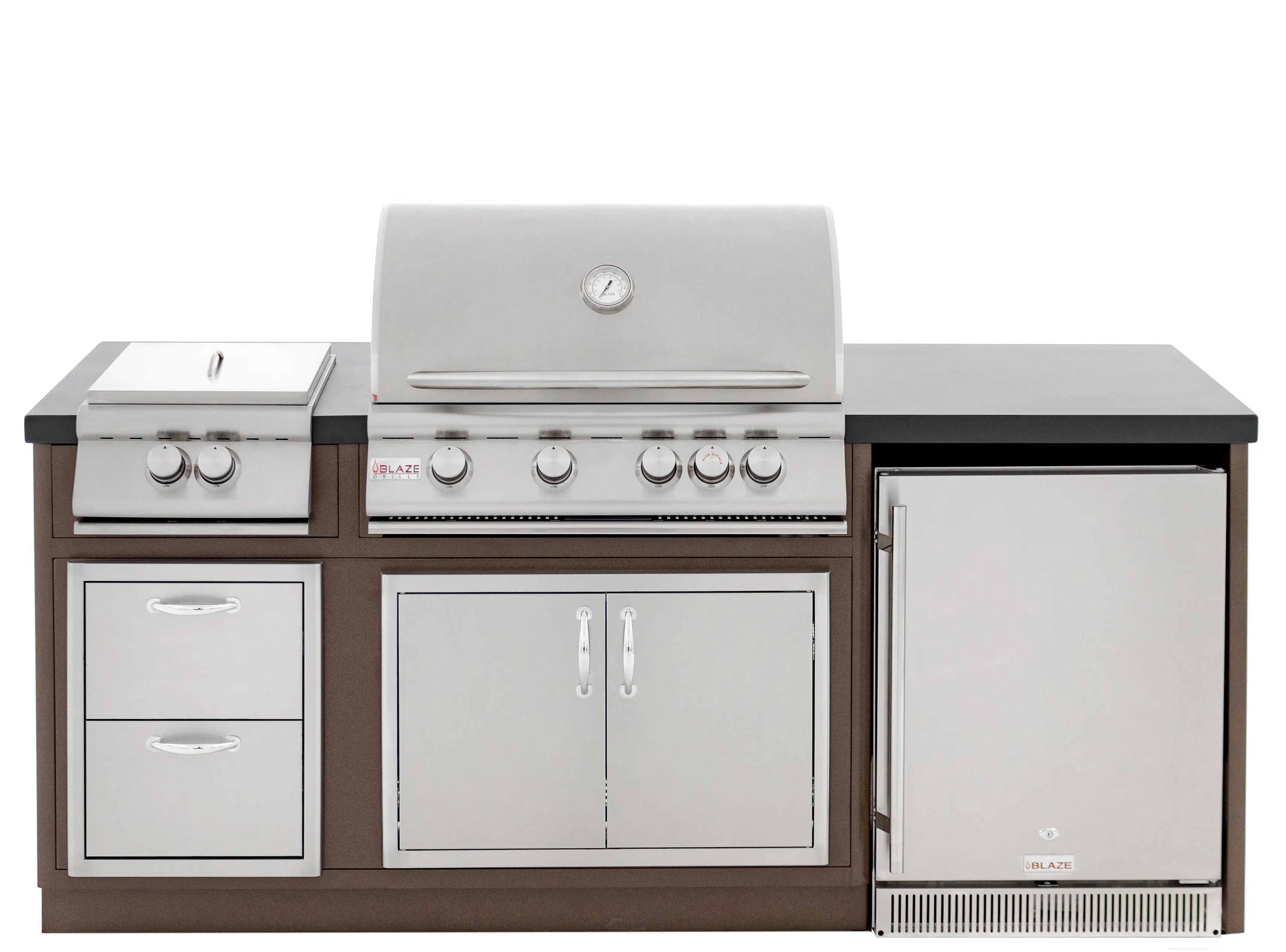 Outdoor Island with Textured Black Countertop, Light Weight, Easy Installation, Leveling Legs and Rear Ventilation: Grill and Appliances Not Included - BLZ-ISLAND-1