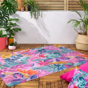 Psychedelic Jungle 120x170cm Outdoor Washable Rug Pink