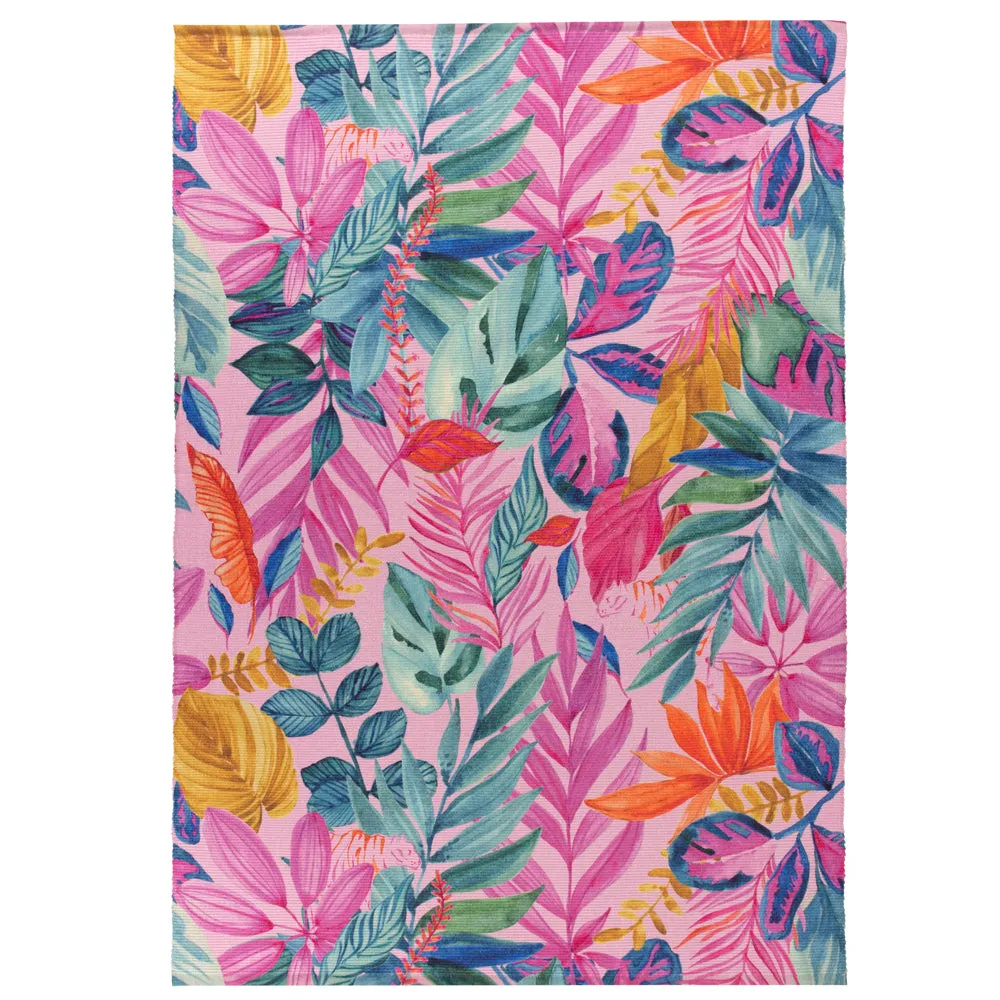 Psychedelic Jungle 120x170cm Outdoor Washable Rug Pink