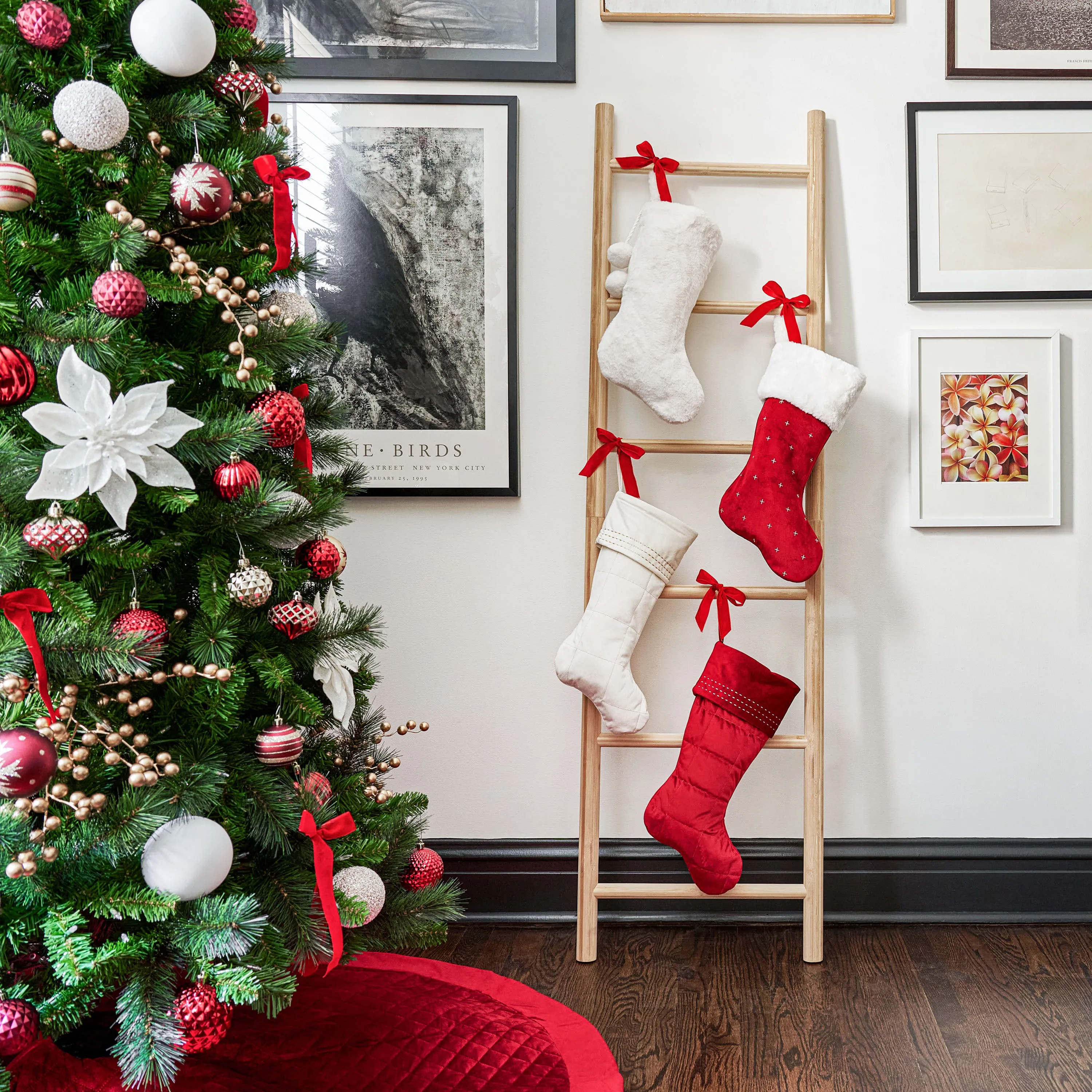 Quilted Velvet Christmas Stocking with Pick-Stitch Detail