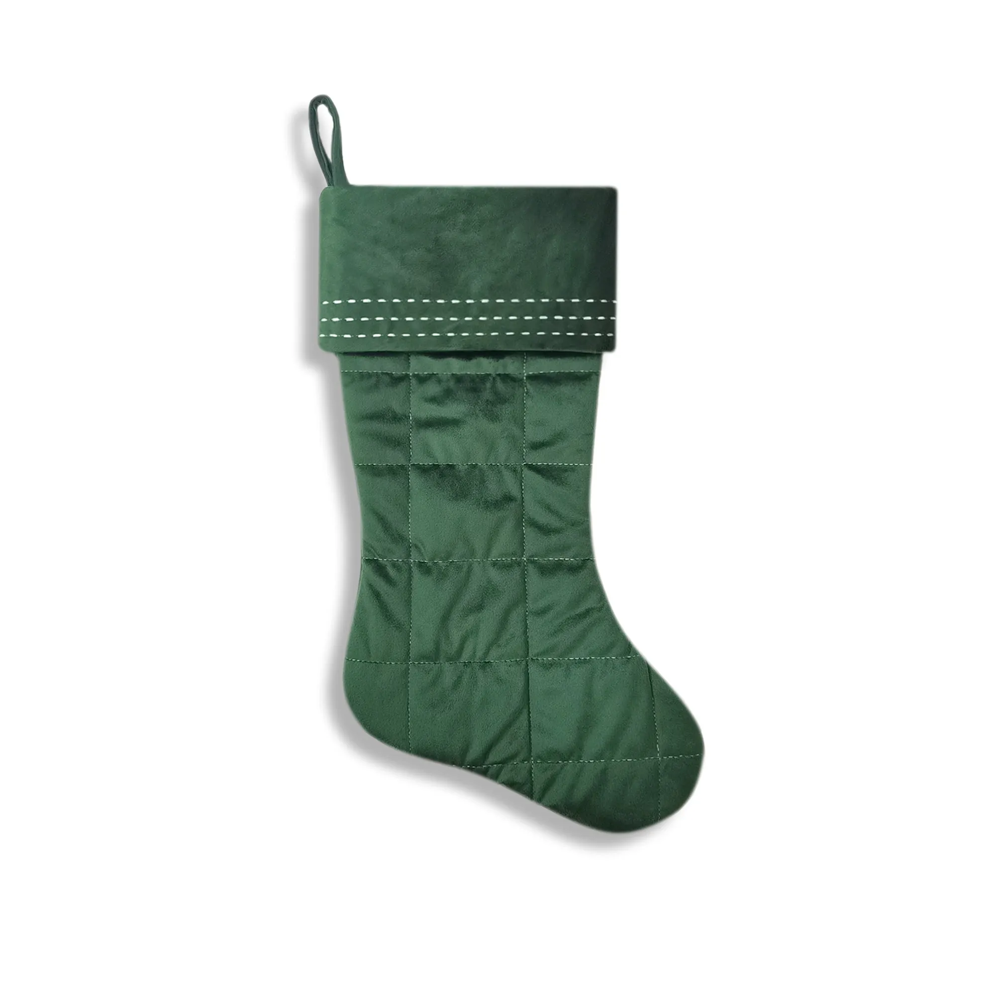 Quilted Velvet Christmas Stocking with Pick-Stitch Detail