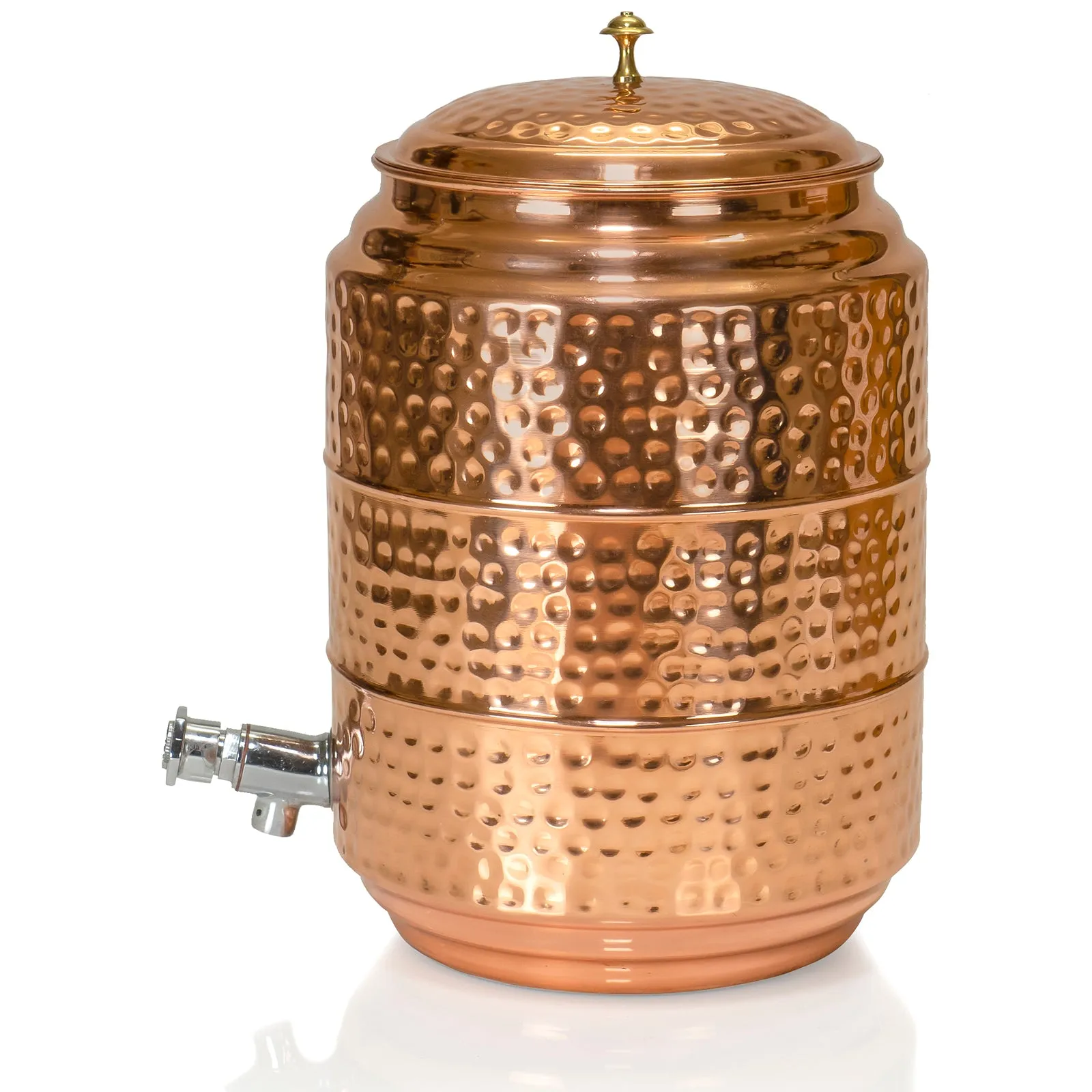 Red Co. 1.7 Gallon Large Hammered Copper Beverage Dispenser with Spigot & Lid for Cold & Hot Drinks