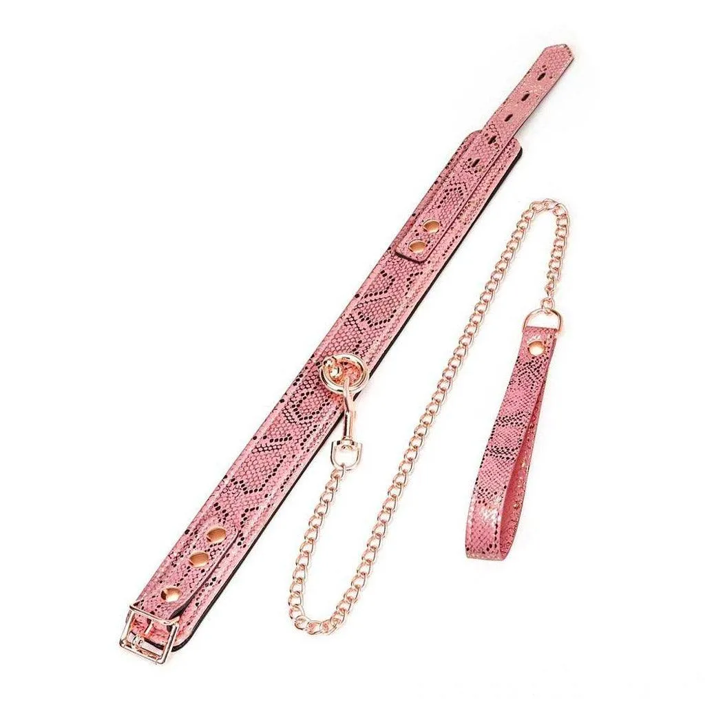 Rose Gold Snake Collar and Leash Set