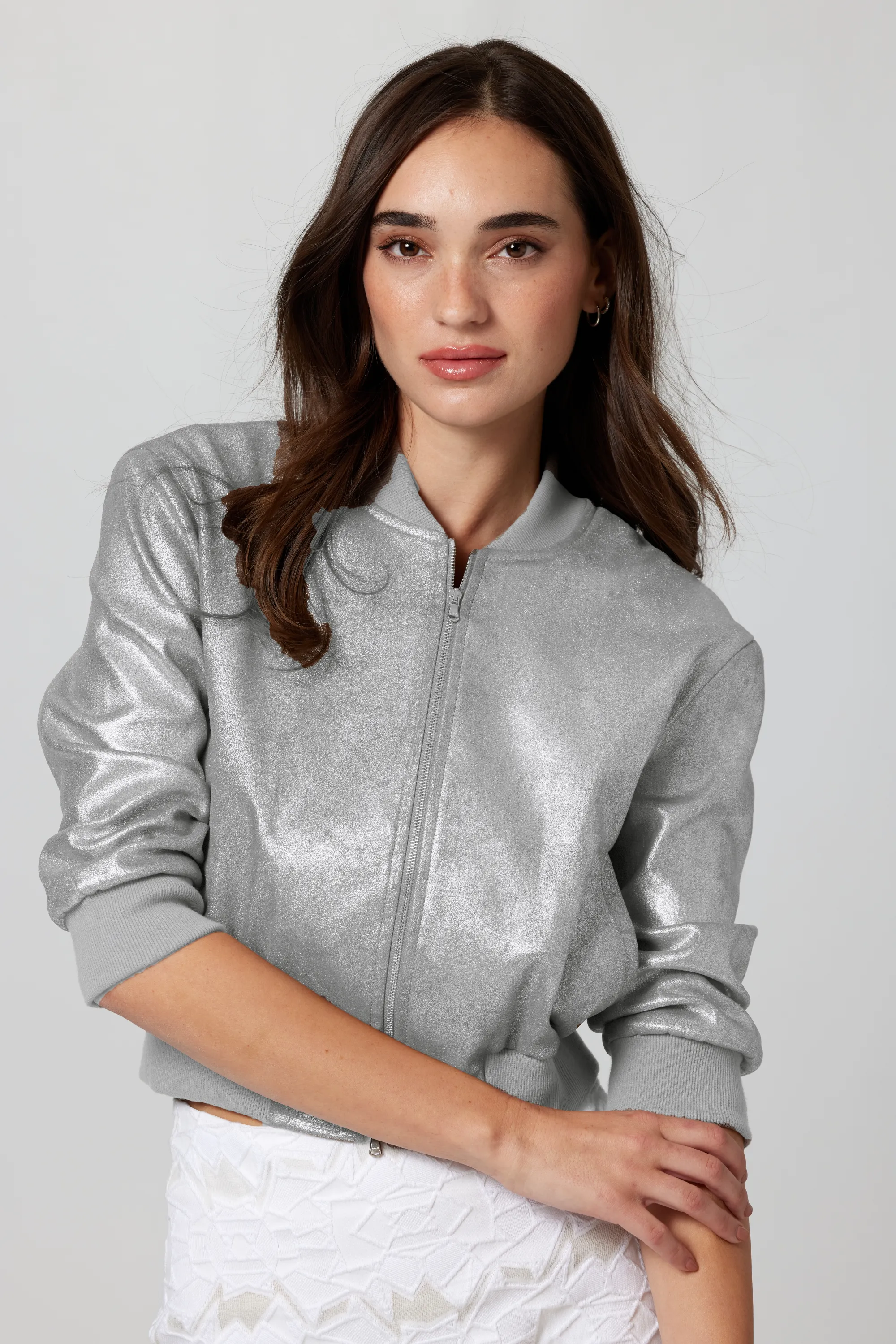 Short Sleeve Bomber-Silver