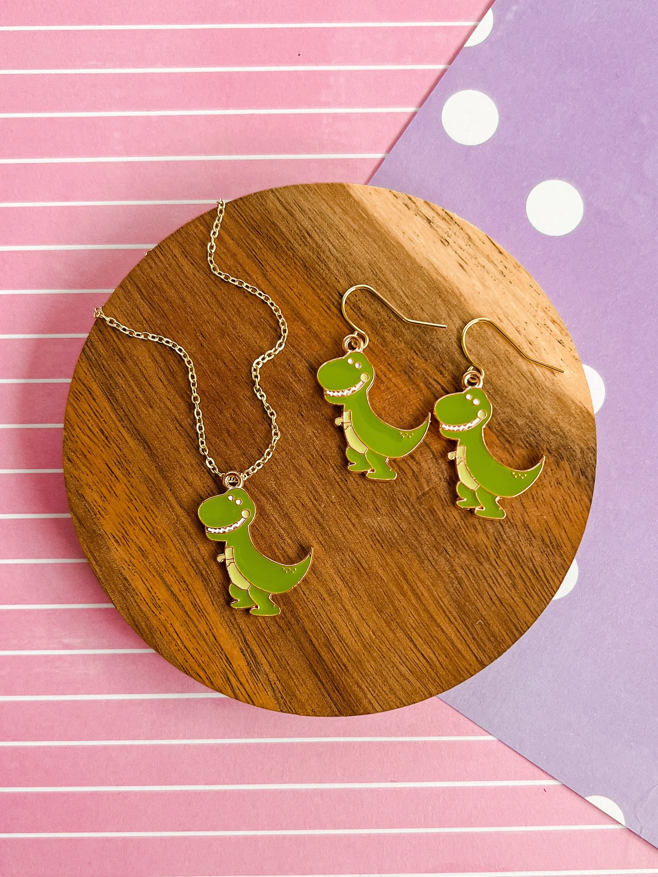 Tabitha T-Rex Necklace and Earrings