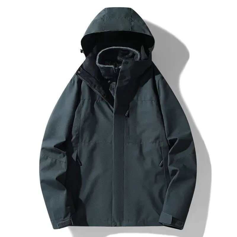 Three-in-one Removable Fleece-lined Thickened Windproof Waterproof Jacket