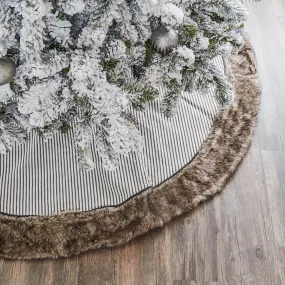 Ticking Stripe Tree Skirt with Faux Fur Trim - 60"