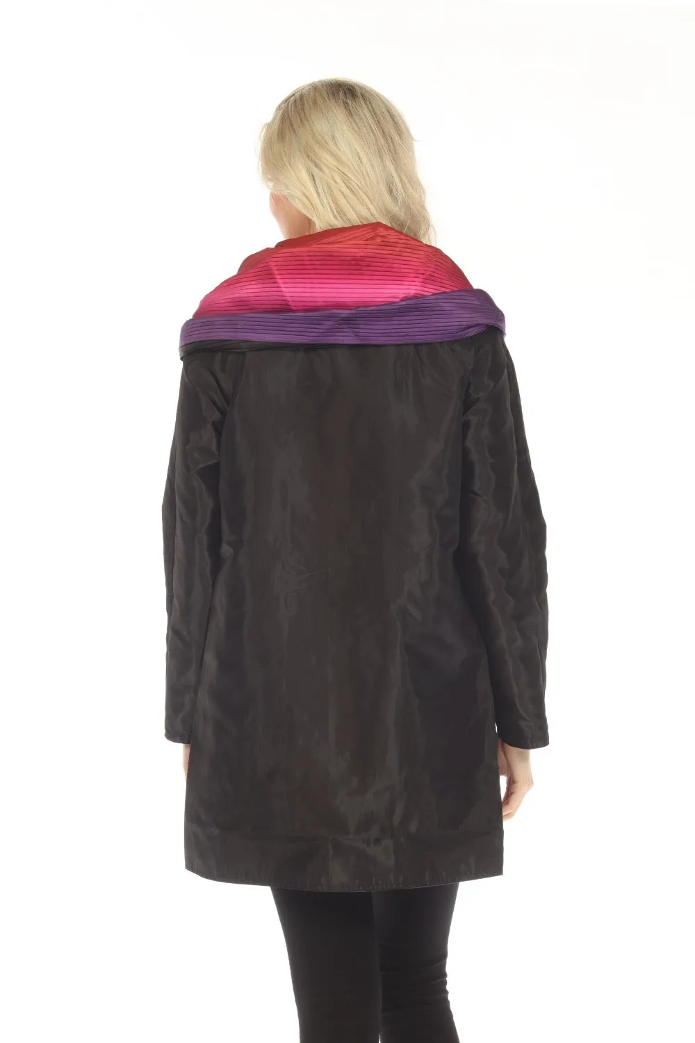 UBU Clothing Co. Purple Ombre/Black Button-Down Parisian Hooded Reversible Coat 3214OS