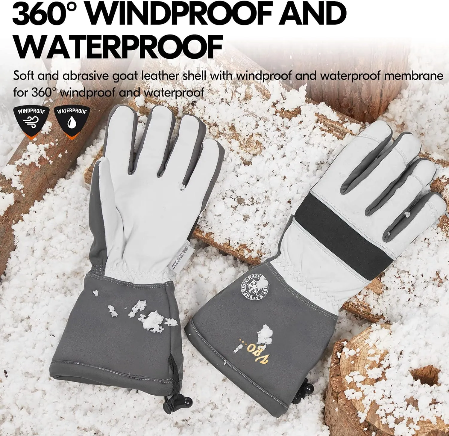 Winter Warm Ski Gloves Waterproof Insert, Touchscreen, Cold Storage Work Gloves